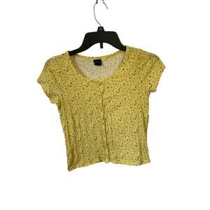 Art Class Size XL (14/16) Yellow Button Up with White Floral